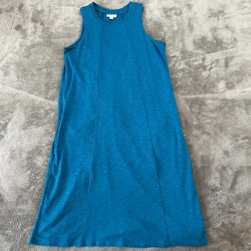 J. Jill Tank Midi Dress Blue XS Cotton Modal Pockets Sleeveless